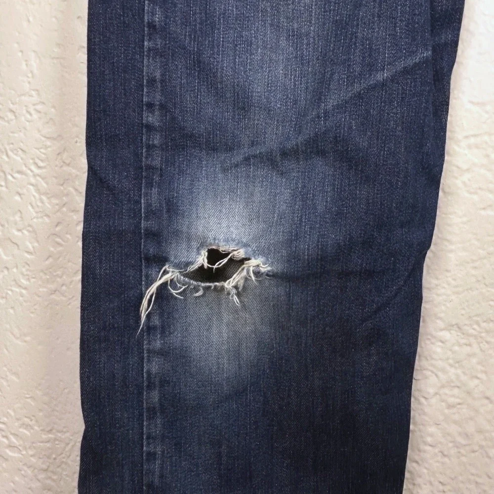 Levi's 502 Regular Taper Distressed Denim Blue Jeans Size 36x30